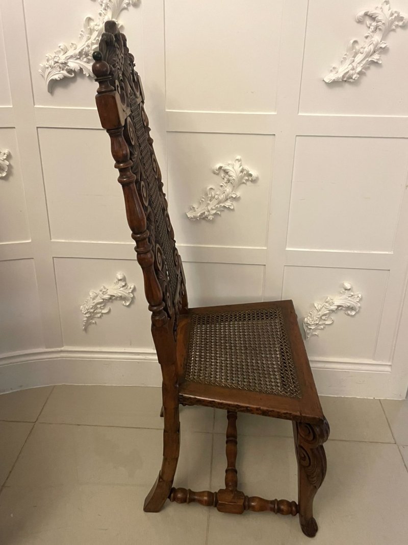 Set of 4 Antique Victorian Quality Carved Walnut Dining Chairs - Image 5